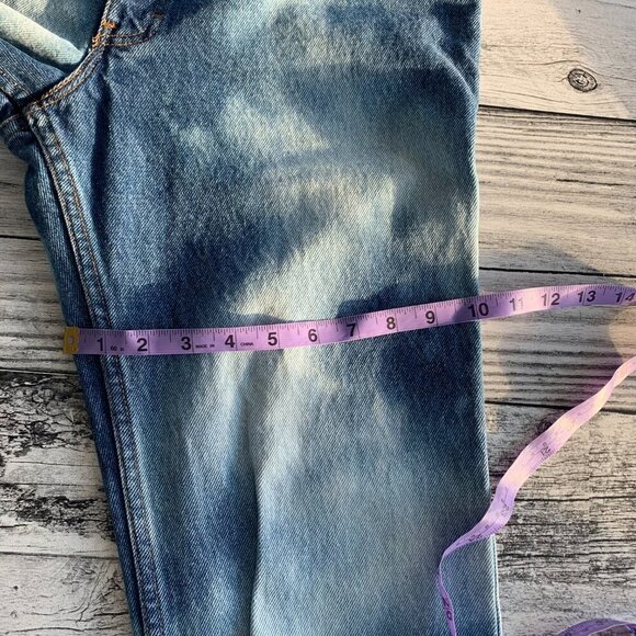 Vintage 90s Bleached Blue Denim High Rise Raw Hem Ankle Straight Leg Jeans - Picture 11 of 14